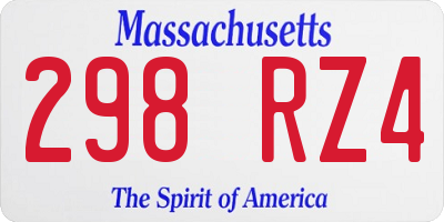 MA license plate 298RZ4