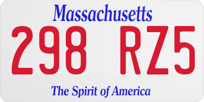 MA license plate 298RZ5