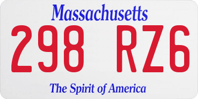MA license plate 298RZ6