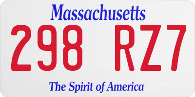 MA license plate 298RZ7