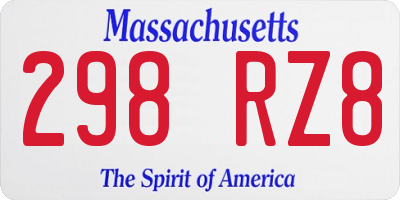 MA license plate 298RZ8