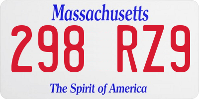 MA license plate 298RZ9