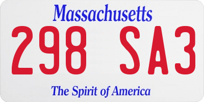 MA license plate 298SA3