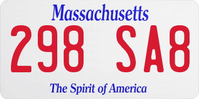 MA license plate 298SA8