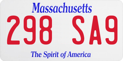 MA license plate 298SA9