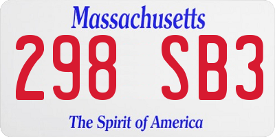 MA license plate 298SB3