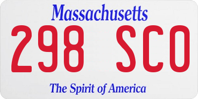 MA license plate 298SC0