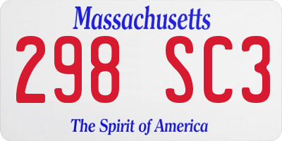 MA license plate 298SC3