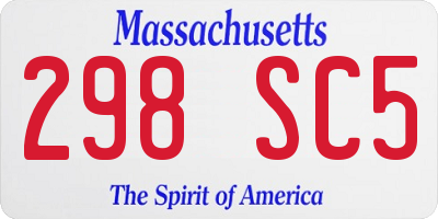 MA license plate 298SC5