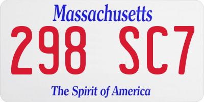 MA license plate 298SC7