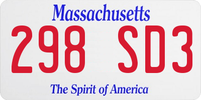 MA license plate 298SD3