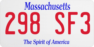 MA license plate 298SF3