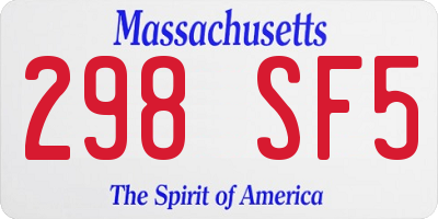 MA license plate 298SF5