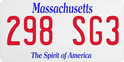 MA license plate 298SG3