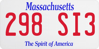 MA license plate 298SI3