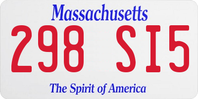 MA license plate 298SI5