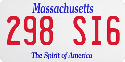 MA license plate 298SI6
