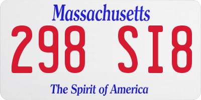MA license plate 298SI8