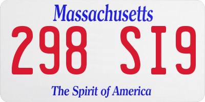 MA license plate 298SI9