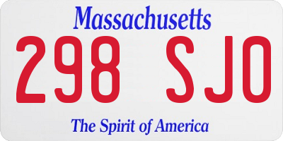 MA license plate 298SJ0
