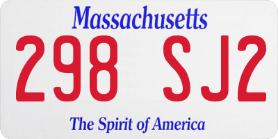 MA license plate 298SJ2