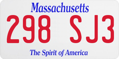 MA license plate 298SJ3