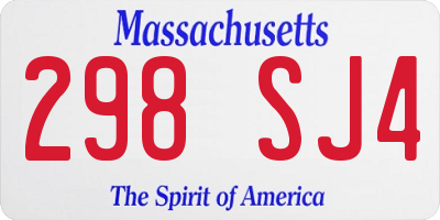 MA license plate 298SJ4
