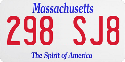 MA license plate 298SJ8