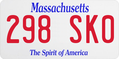 MA license plate 298SK0