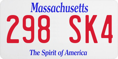 MA license plate 298SK4