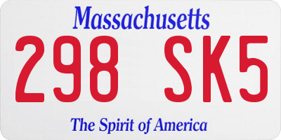 MA license plate 298SK5