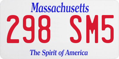 MA license plate 298SM5