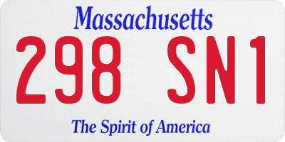 MA license plate 298SN1