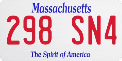 MA license plate 298SN4