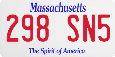 MA license plate 298SN5