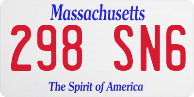 MA license plate 298SN6