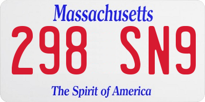 MA license plate 298SN9