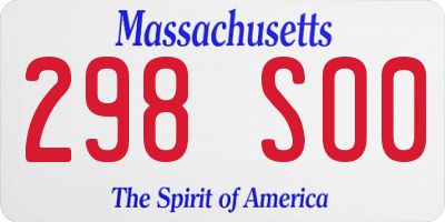 MA license plate 298SO0