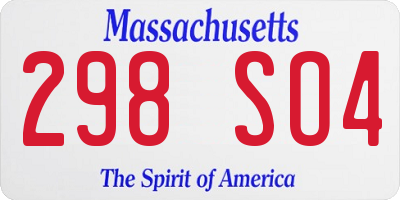 MA license plate 298SO4