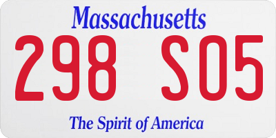 MA license plate 298SO5