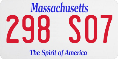 MA license plate 298SO7