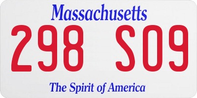 MA license plate 298SO9