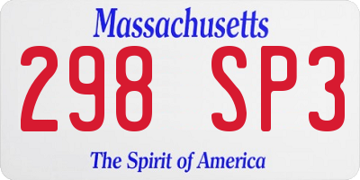 MA license plate 298SP3