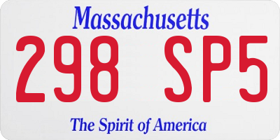 MA license plate 298SP5