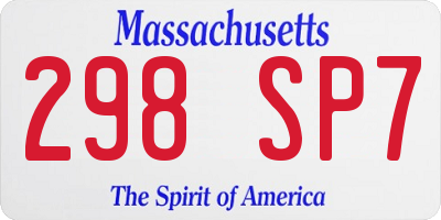 MA license plate 298SP7