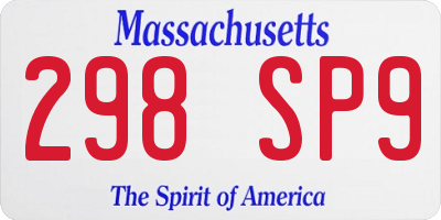 MA license plate 298SP9