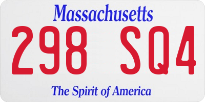 MA license plate 298SQ4