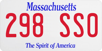 MA license plate 298SS0
