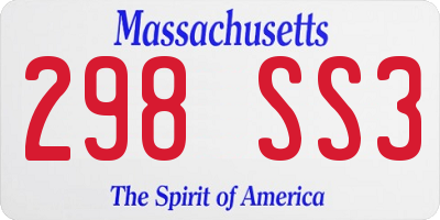 MA license plate 298SS3
