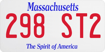 MA license plate 298ST2
